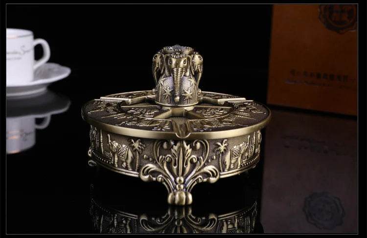 Purple Bronze Antique Pewter Retro Elephant Ashtray European Metal Crafts Ornament Cigarettes Storage Tray Smoking Accessories