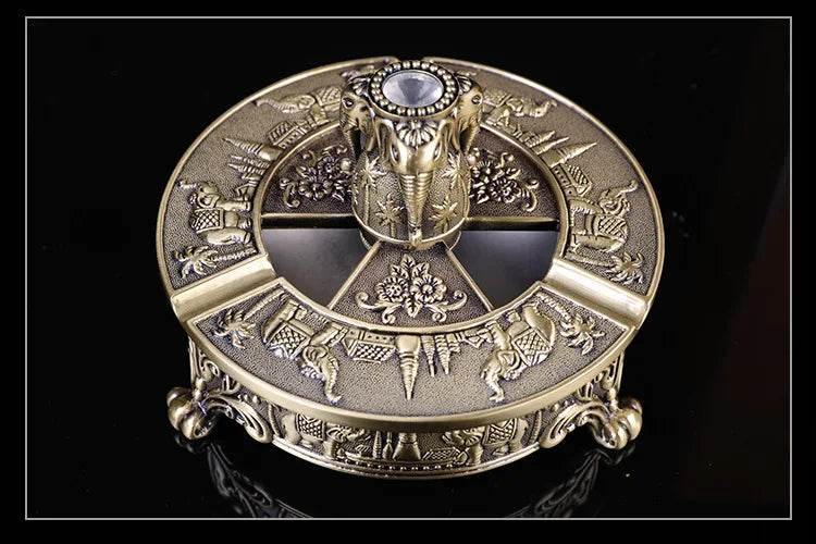 Purple Bronze Antique Pewter Retro Elephant Ashtray European Metal Crafts Ornament Cigarettes Storage Tray Smoking Accessories