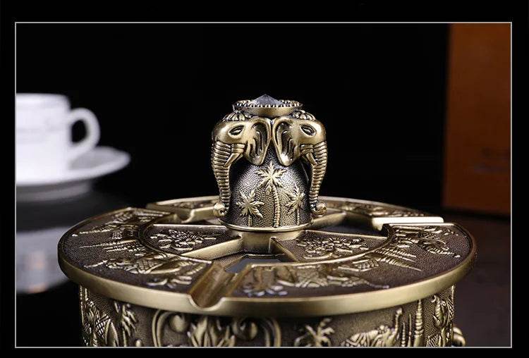 Purple Bronze Antique Pewter Retro Elephant Ashtray European Metal Crafts Ornament Cigarettes Storage Tray Smoking Accessories
